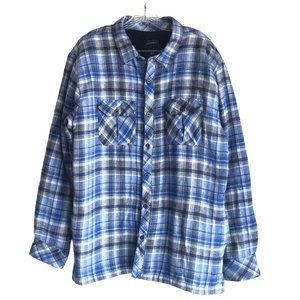 O'Neill Men's Flannel Shirt Size XL Blue Plaid Faux Fur Lined 100% Cotton